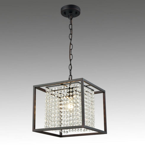 Oil Rubbed Bronze Square Modern Chandeliers Crystals for Living Room